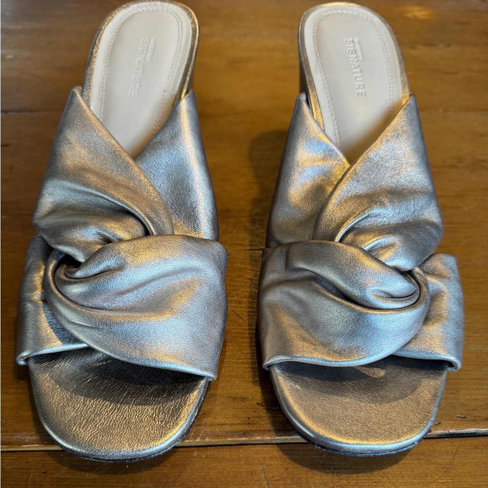 Nordstrom Signature Gold Metallic Wedge Heeled Sandal 39.5 Women's US 8.5